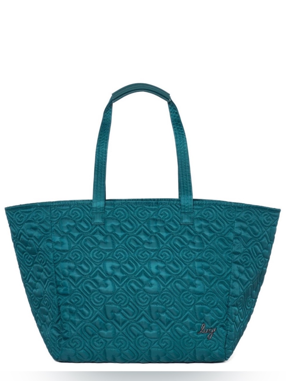 Lug Avion Love Carry-All Tote Bag Teal with Evermore Flora Green Interior